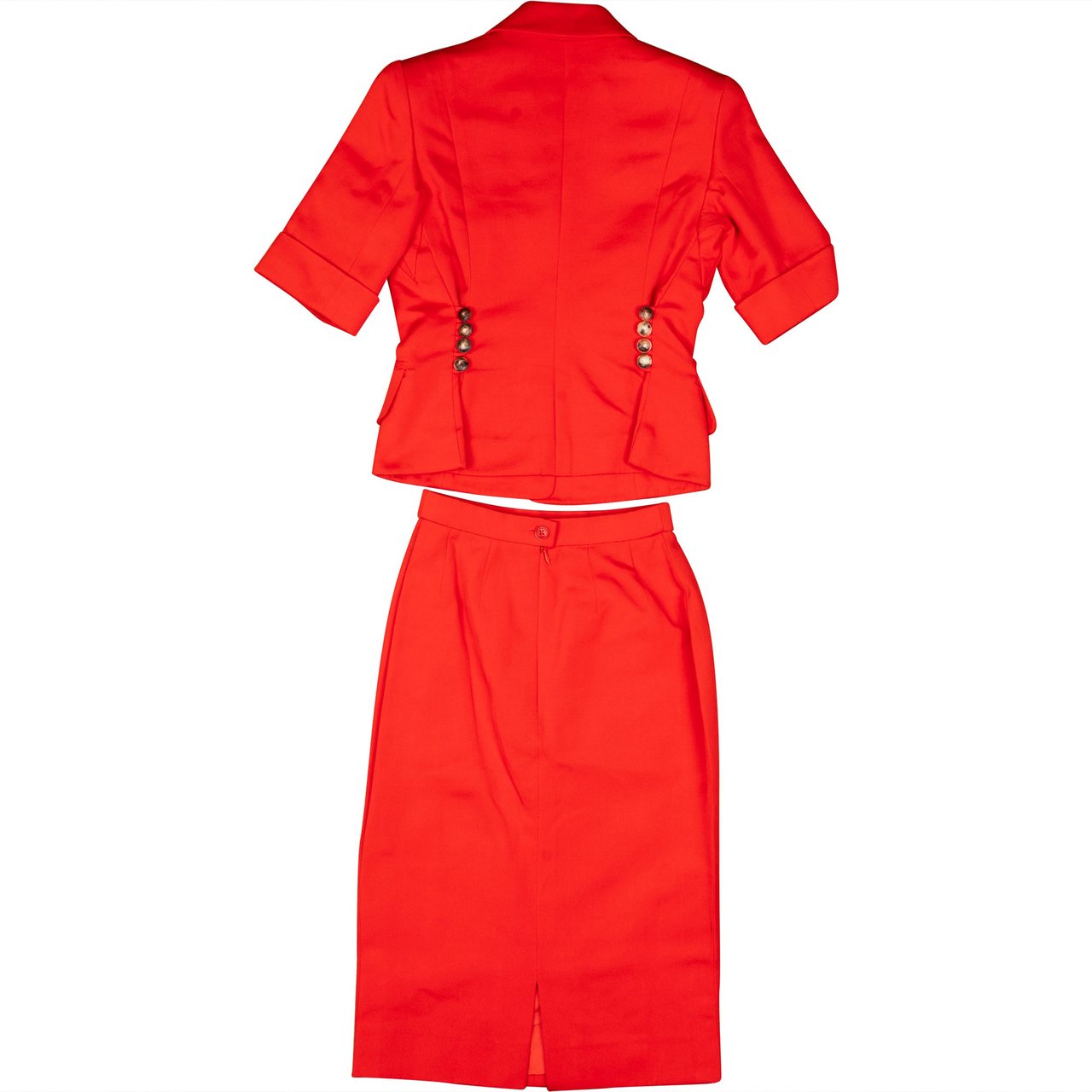 Hermès Hermès Rouge Cotton Costume Summer Jacket Set (DE36 / FR38) Rood