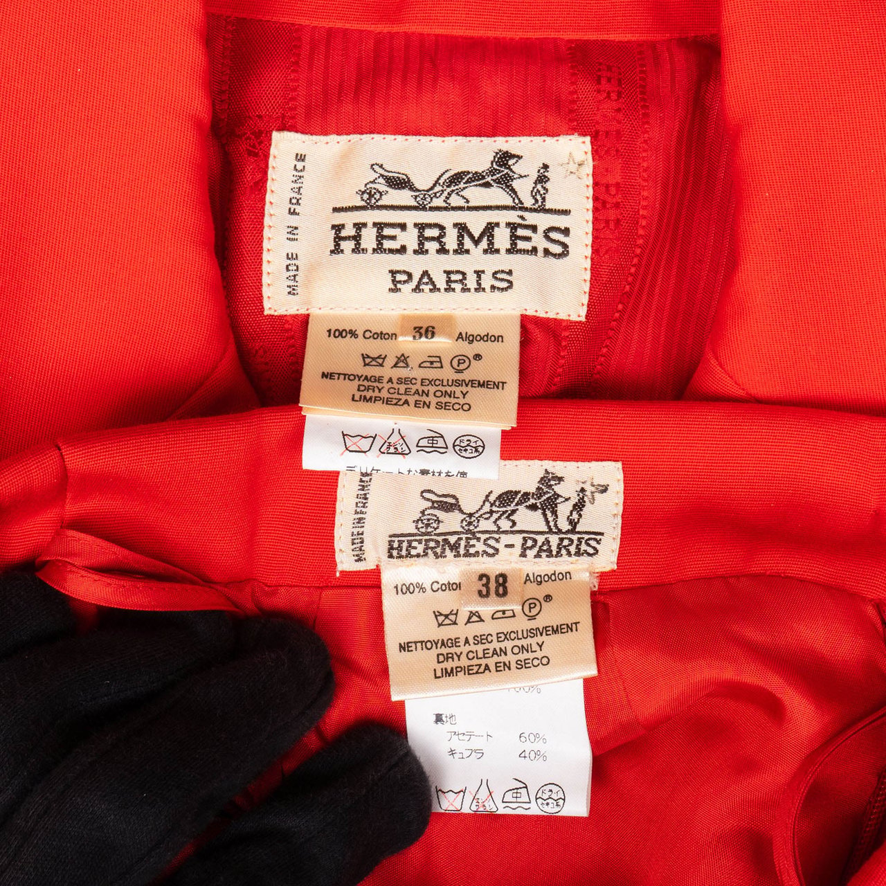 Hermès Hermès Rouge Cotton Costume Summer Jacket Set (DE36 / FR38) Rood