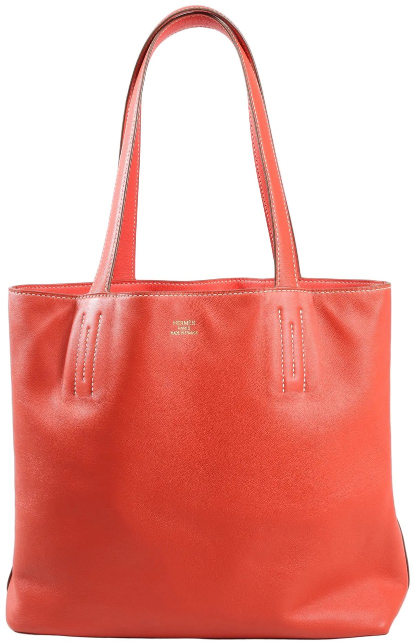 Hermès HERMES Double Sense 28  Veau Swift Shoulder Bag in Sanguine x Rose Jaipur □R: 2014 Rood