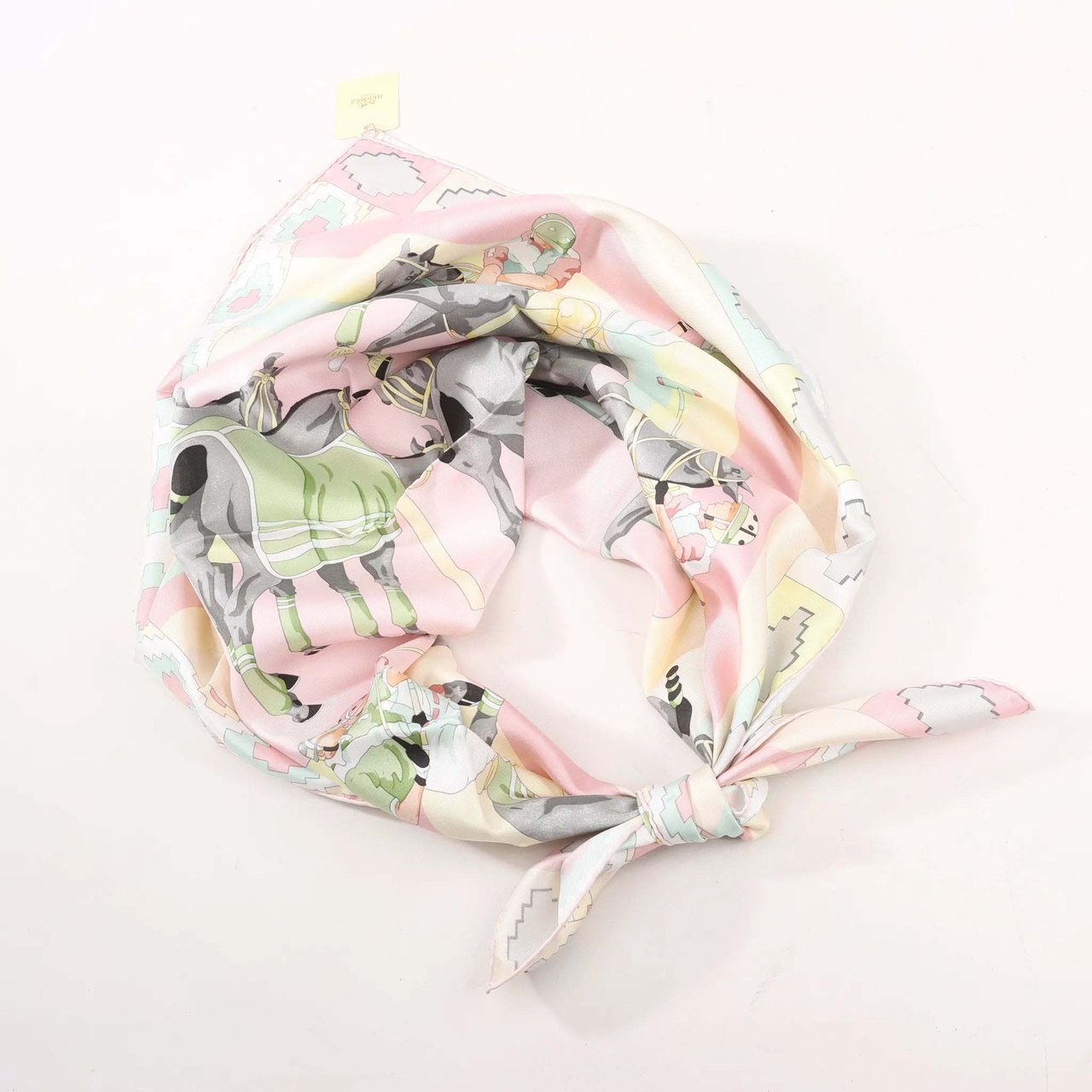 Hermès Hermes Carré 90 "LES PONEYS DE POLO" Silk handkerchief in Pink Roze