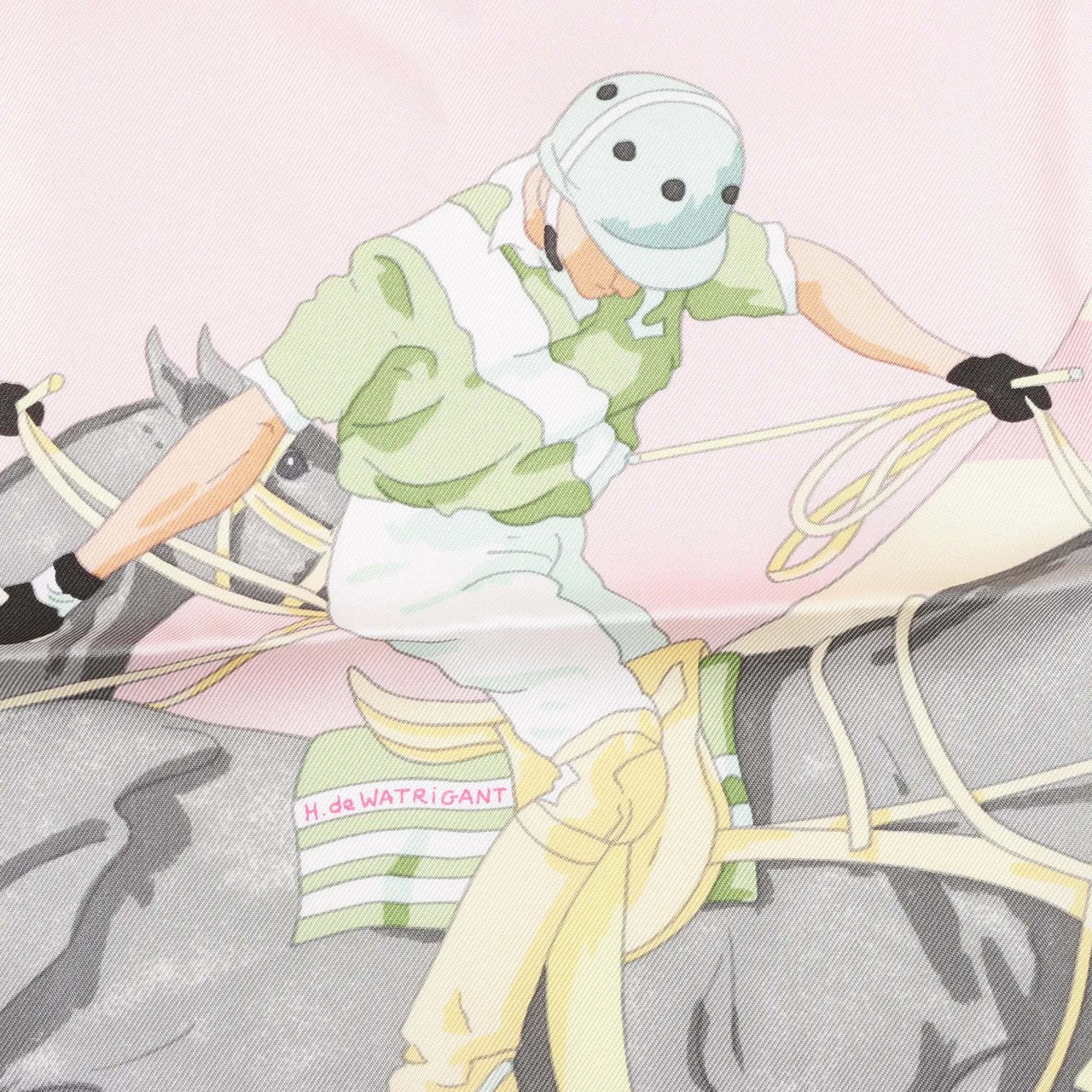 Hermès Hermes Carré 90 "LES PONEYS DE POLO" Silk handkerchief in Pink Roze