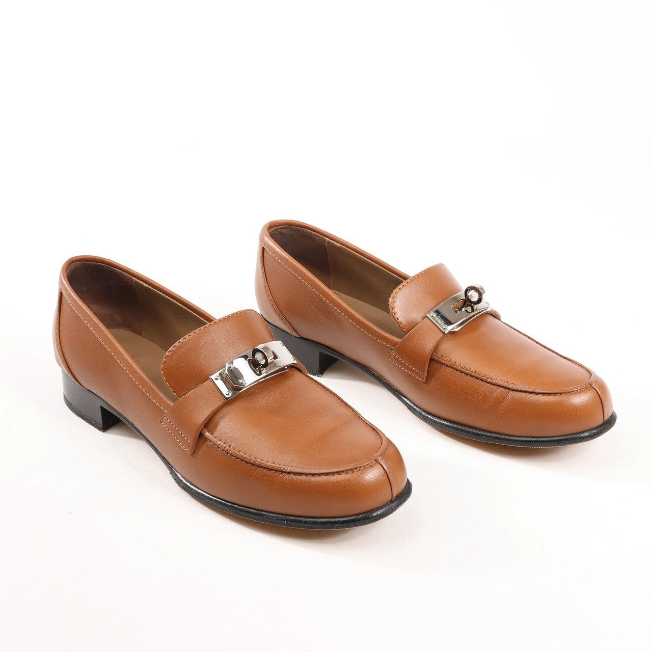 Hermès HERMES Kelly Leather Loafer in Brown, Size 37 EU Bruin