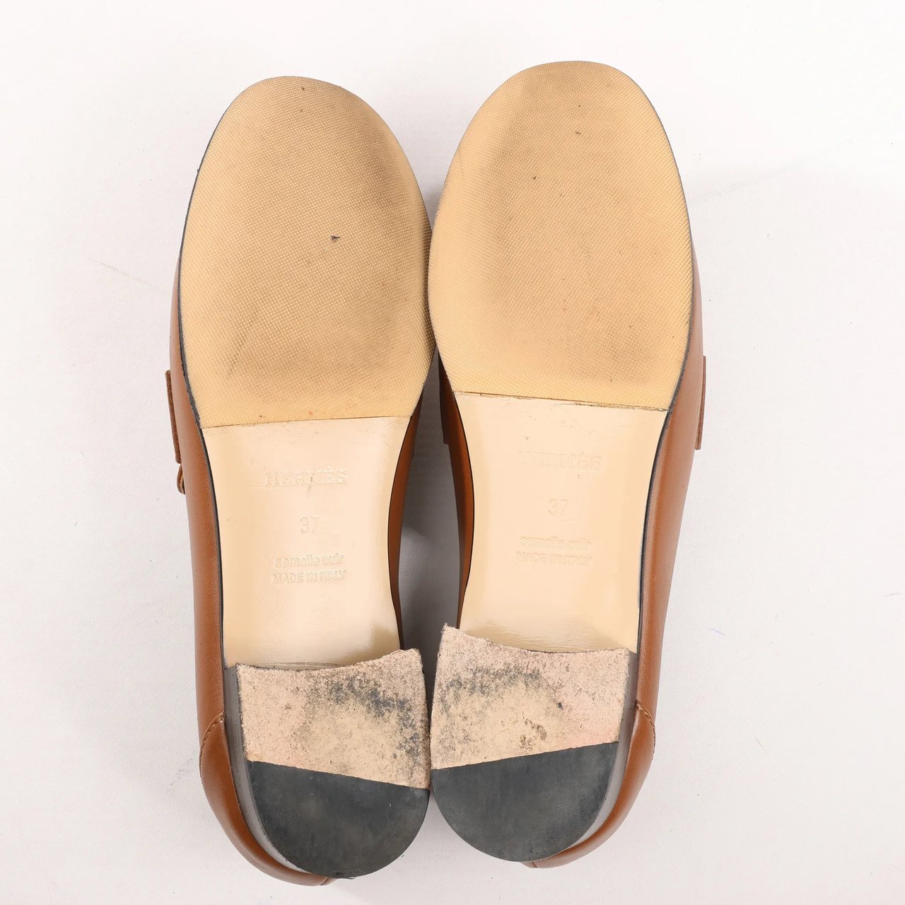 Hermès HERMES Kelly Leather Loafer in Brown, Size 37 EU Bruin