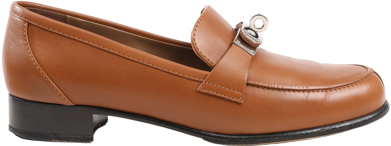 Hermès HERMES Kelly Leather Loafer in Brown, Size 37 EU Bruin