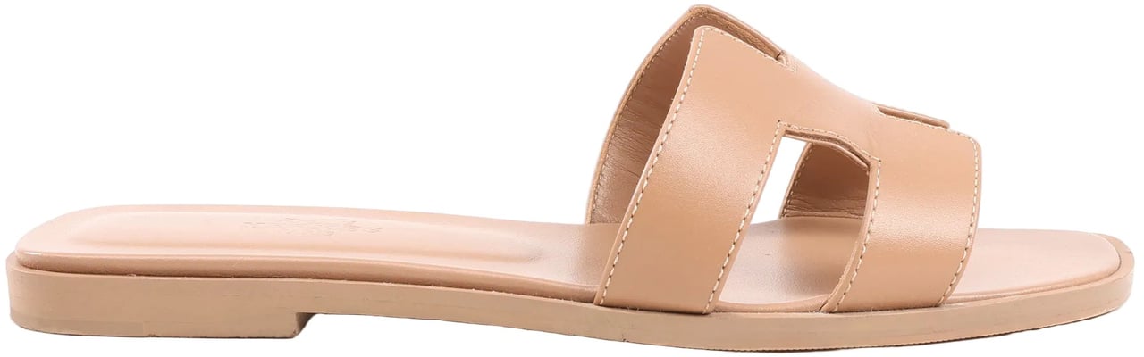Hermès HERMES Oran Leather Sandals in Beige, Size 36.5 EU Beige