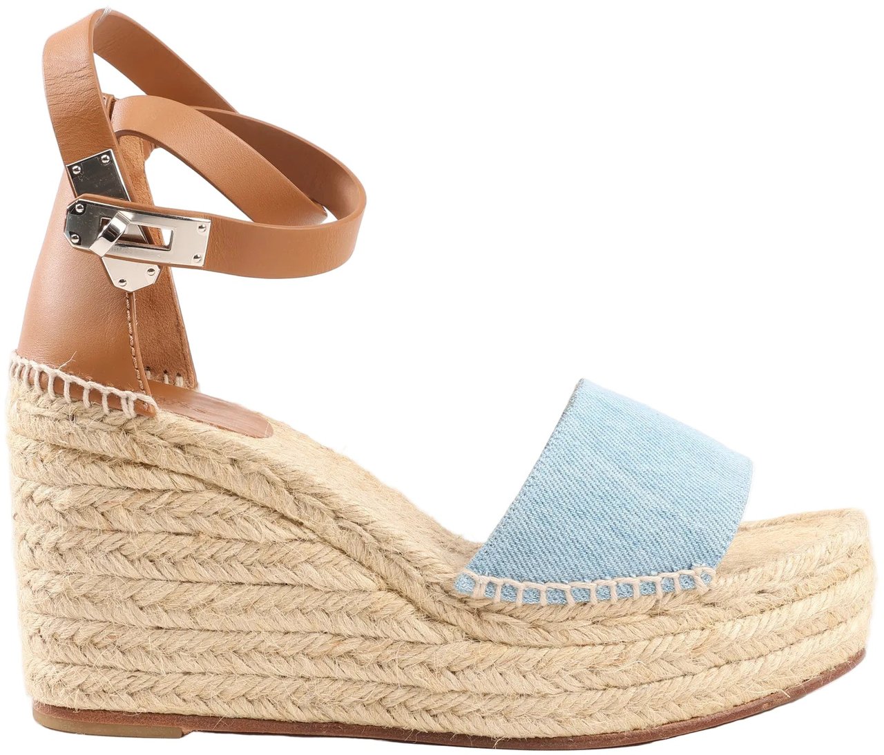 Hermès Hermès Kelly Tivoli Denim Wedge Sole Espadrilles Sandals in Light Blue, Size 37 EU Divers