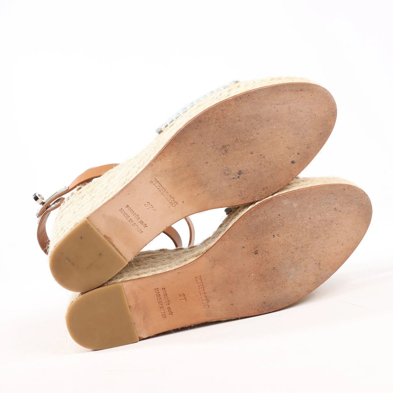 Hermès Hermès Kelly Tivoli Denim Wedge Sole Espadrilles Sandals in Light Blue, Size 37 EU Divers