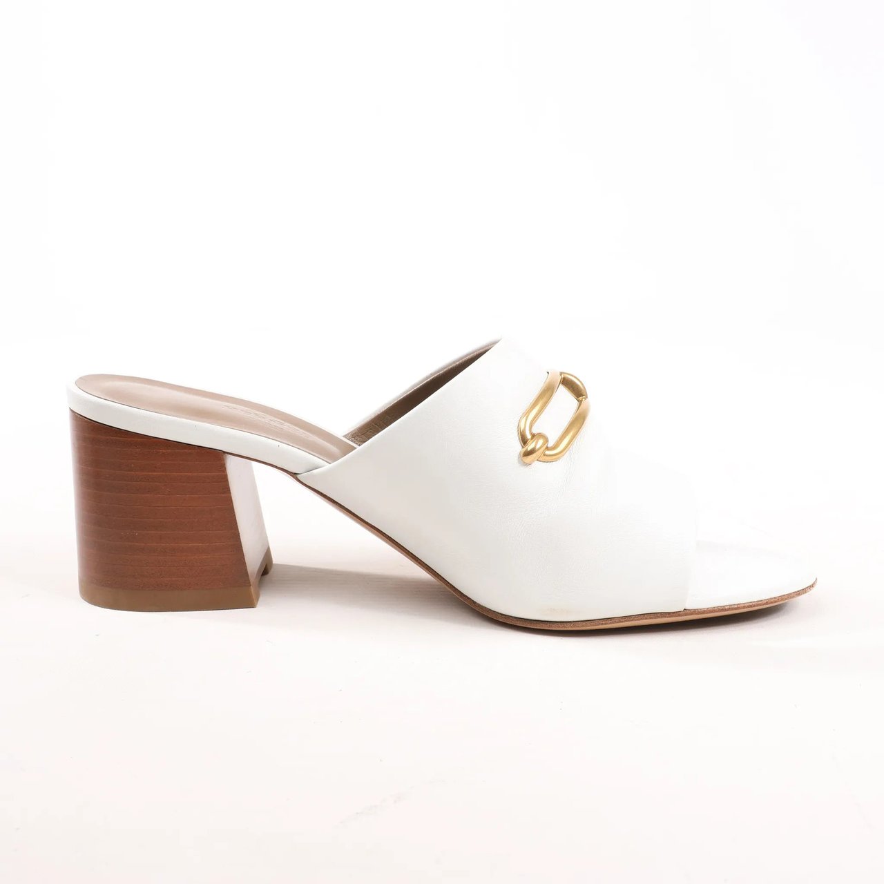 Hermès Hermès Camilla Leather Louris Buckle Mule Sandals in White, Size 37.5 EU Divers