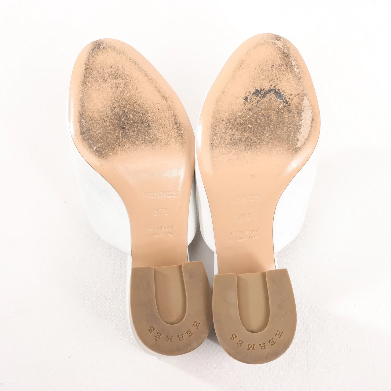 Hermès Hermès Camilla Leather Louris Buckle Mule Sandals in White, Size 37.5 EU Divers