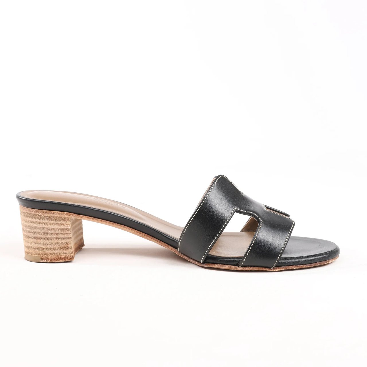 Hermès HERMES OASIS Leather Sandals in Black, Size 36.5 EU Zwart