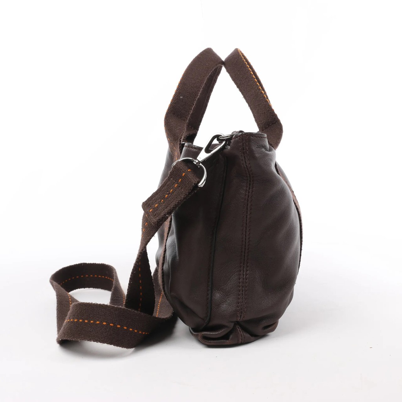 Hermès Hermes Caravan Horizontal PM Veau Derma Chocolat Silver Metal Fittings 2Way Handbag Bruin