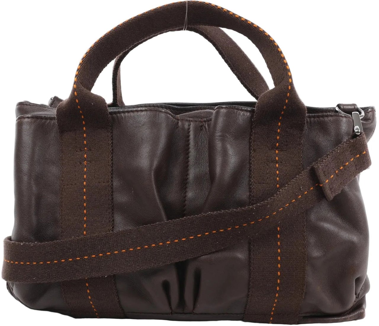 Hermès Hermes Caravan Horizontal PM Veau Derma Chocolat Silver Metal Fittings 2Way Handbag Bruin