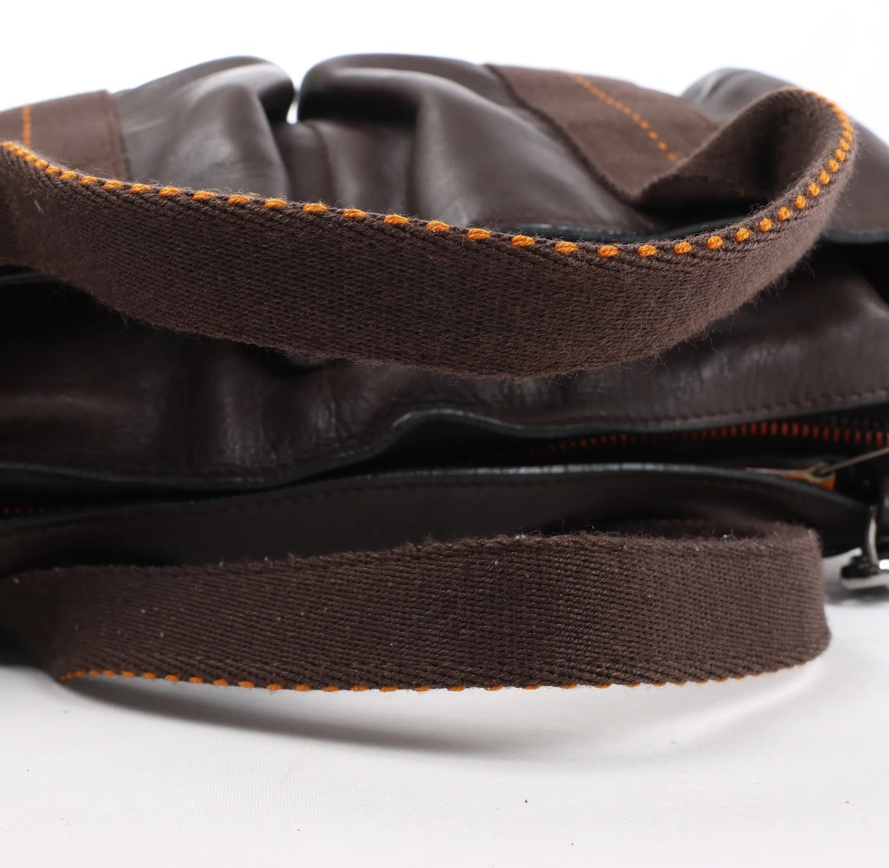 Hermès Hermes Caravan Horizontal PM Veau Derma Chocolat Silver Metal Fittings 2Way Handbag Bruin