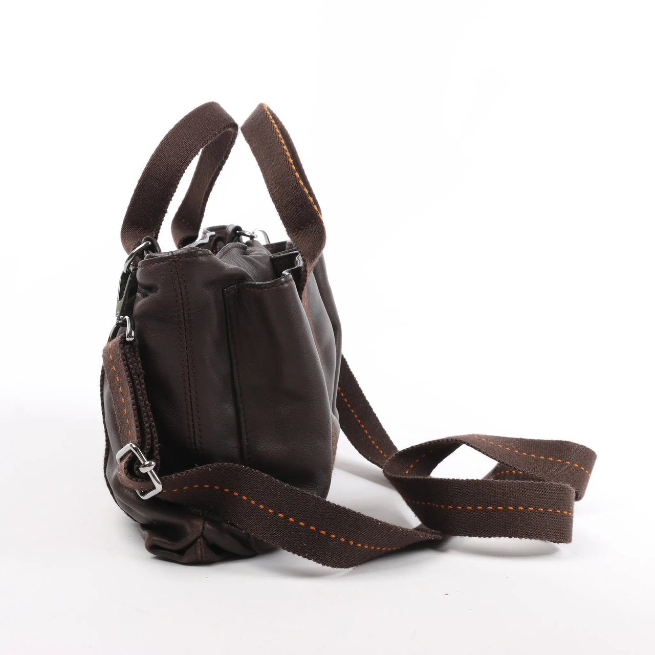 Hermès Hermes Caravan Horizontal PM Veau Derma Chocolat Silver Metal Fittings 2Way Handbag Bruin