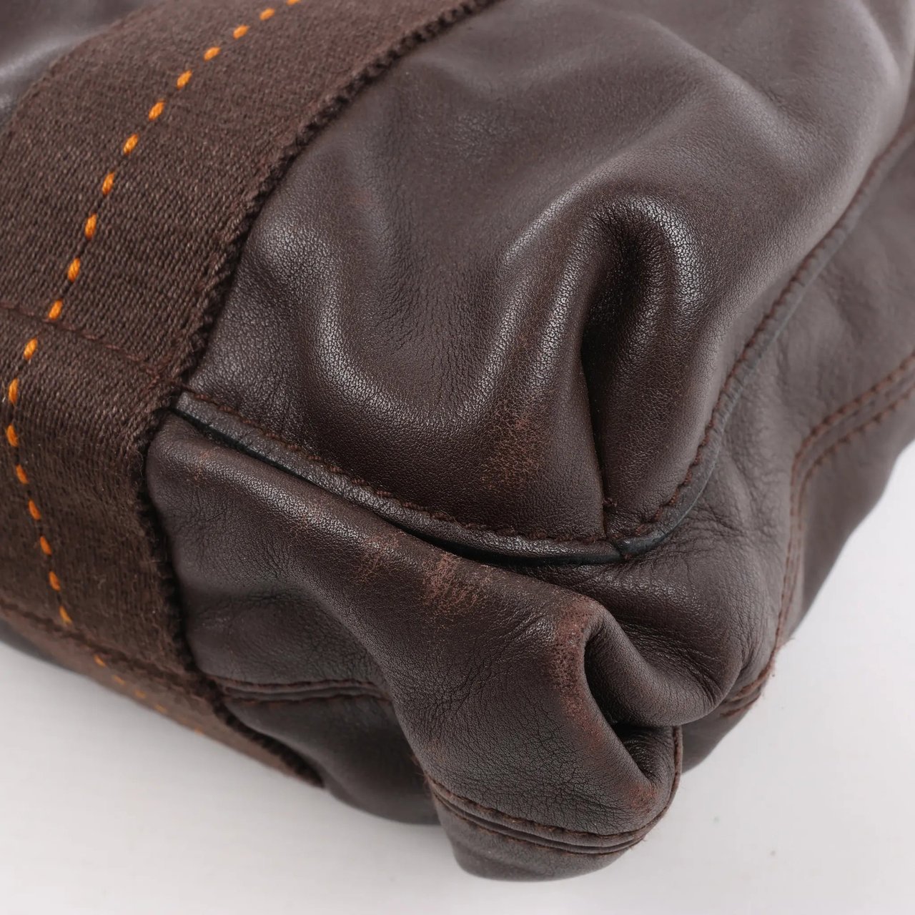 Hermès Hermes Caravan Horizontal PM Veau Derma Chocolat Silver Metal Fittings 2Way Handbag Bruin