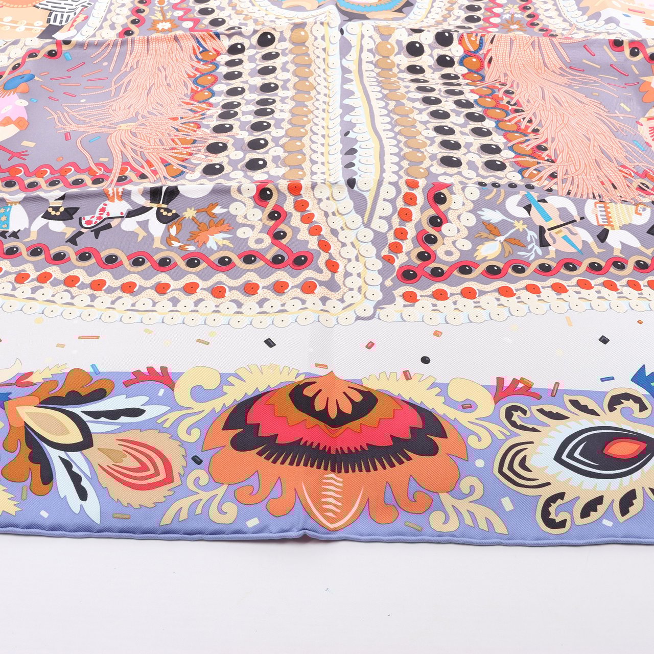 Hermès Hermès Carré 90 "Costume de Fete" 100% Silk Scarf in Purple Paars