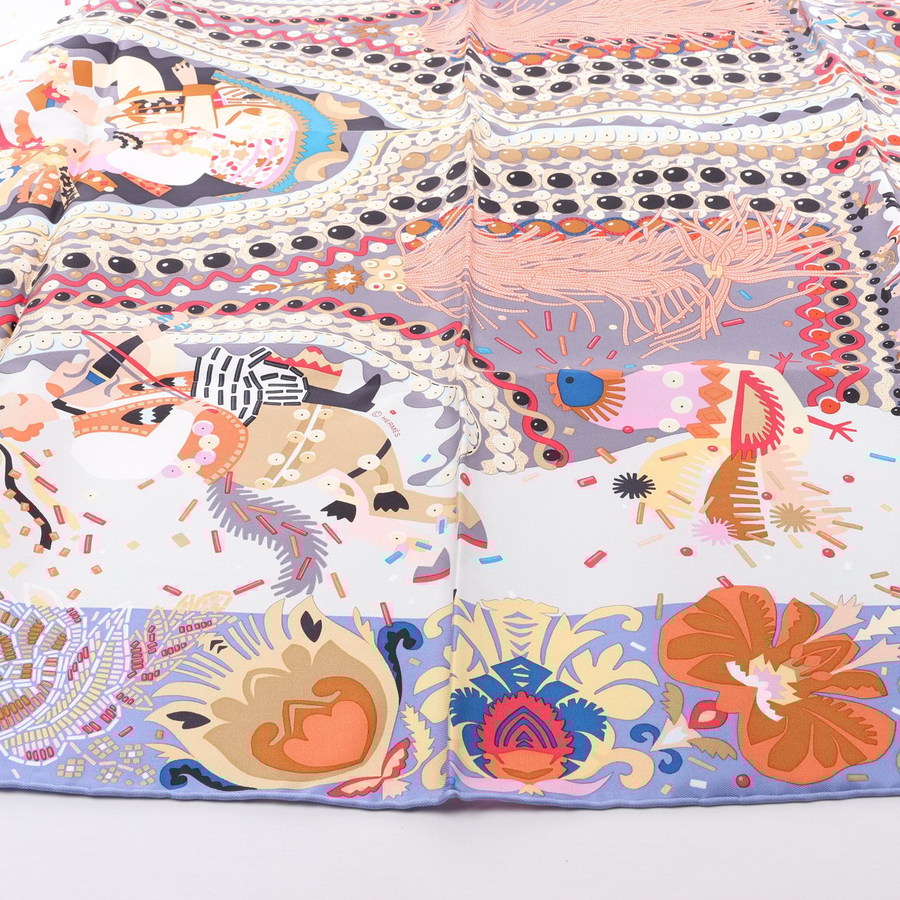 Hermès Hermès Carré 90 "Costume de Fete" 100% Silk Scarf in Purple Paars