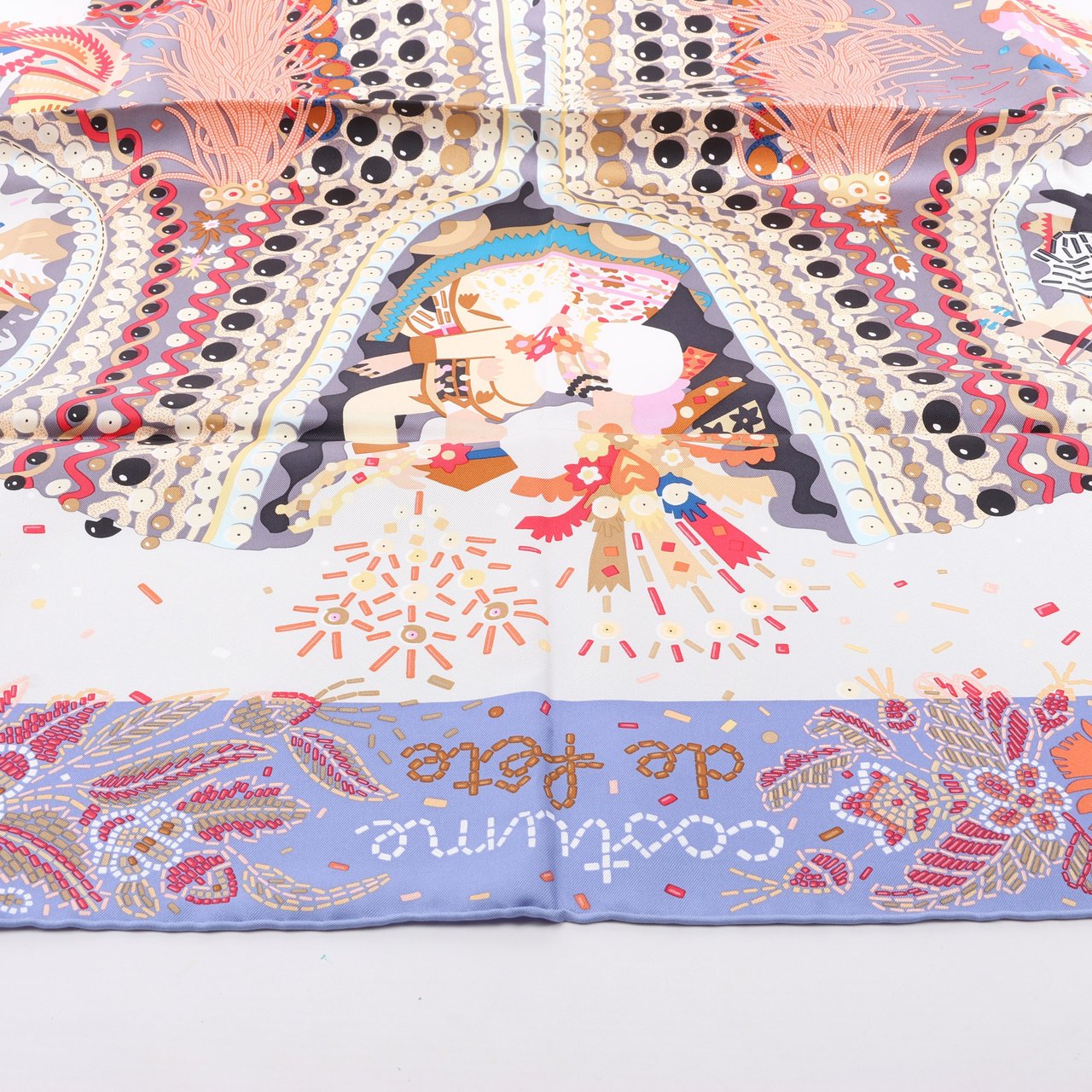 Hermès Hermès Carré 90 "Costume de Fete" 100% Silk Scarf in Purple Paars