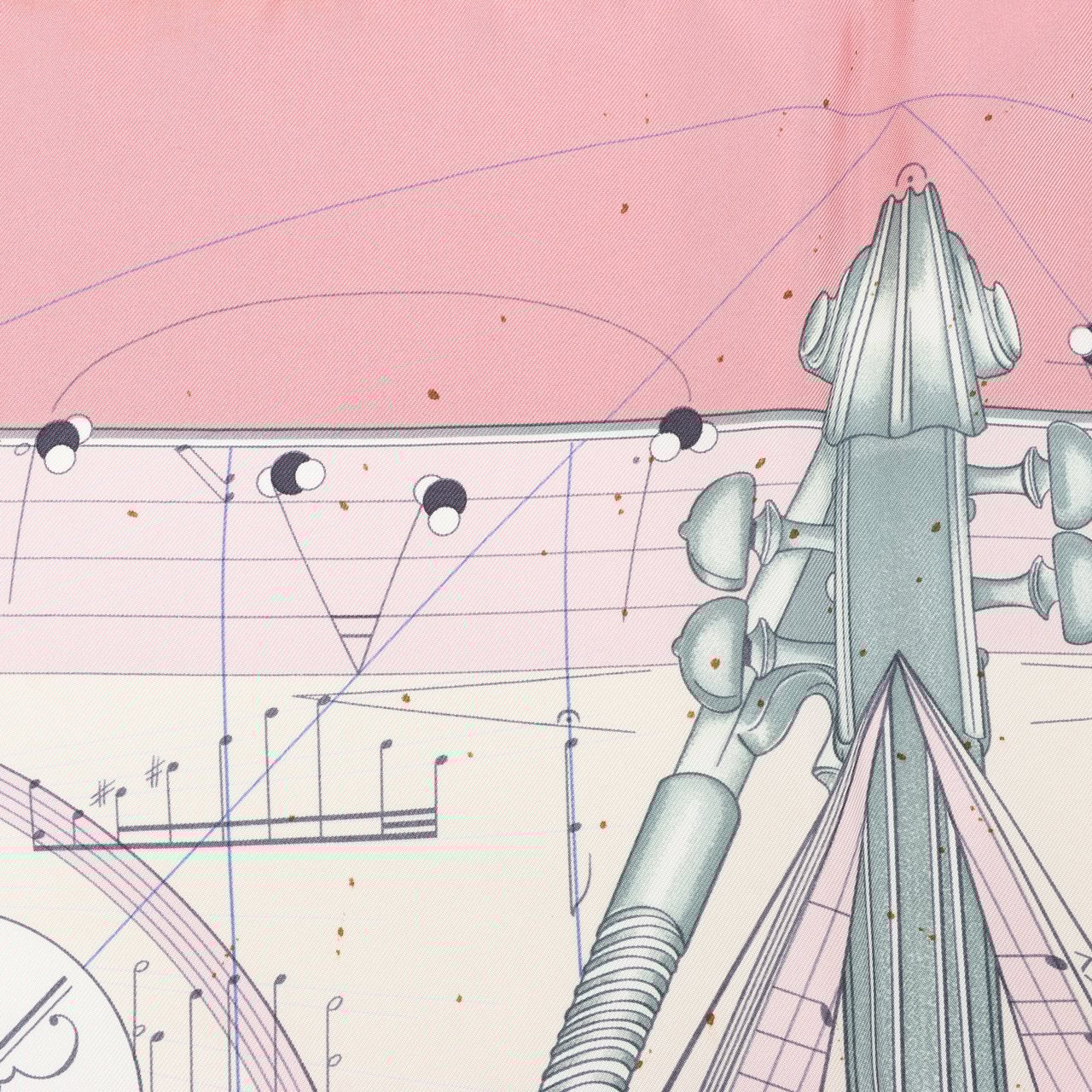 Hermès Hermès Carré 90 "La Musique Des Spheres" 100% Silk Scarf in Pink Roze