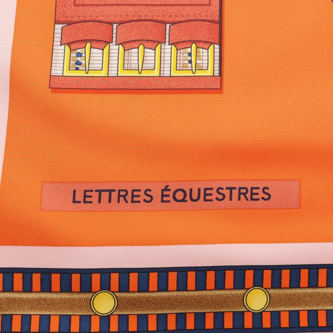 Hermès Hermès Carré 90 "LETTRES EQUESTRES" 100% Silk Scarf in Orange Oranje