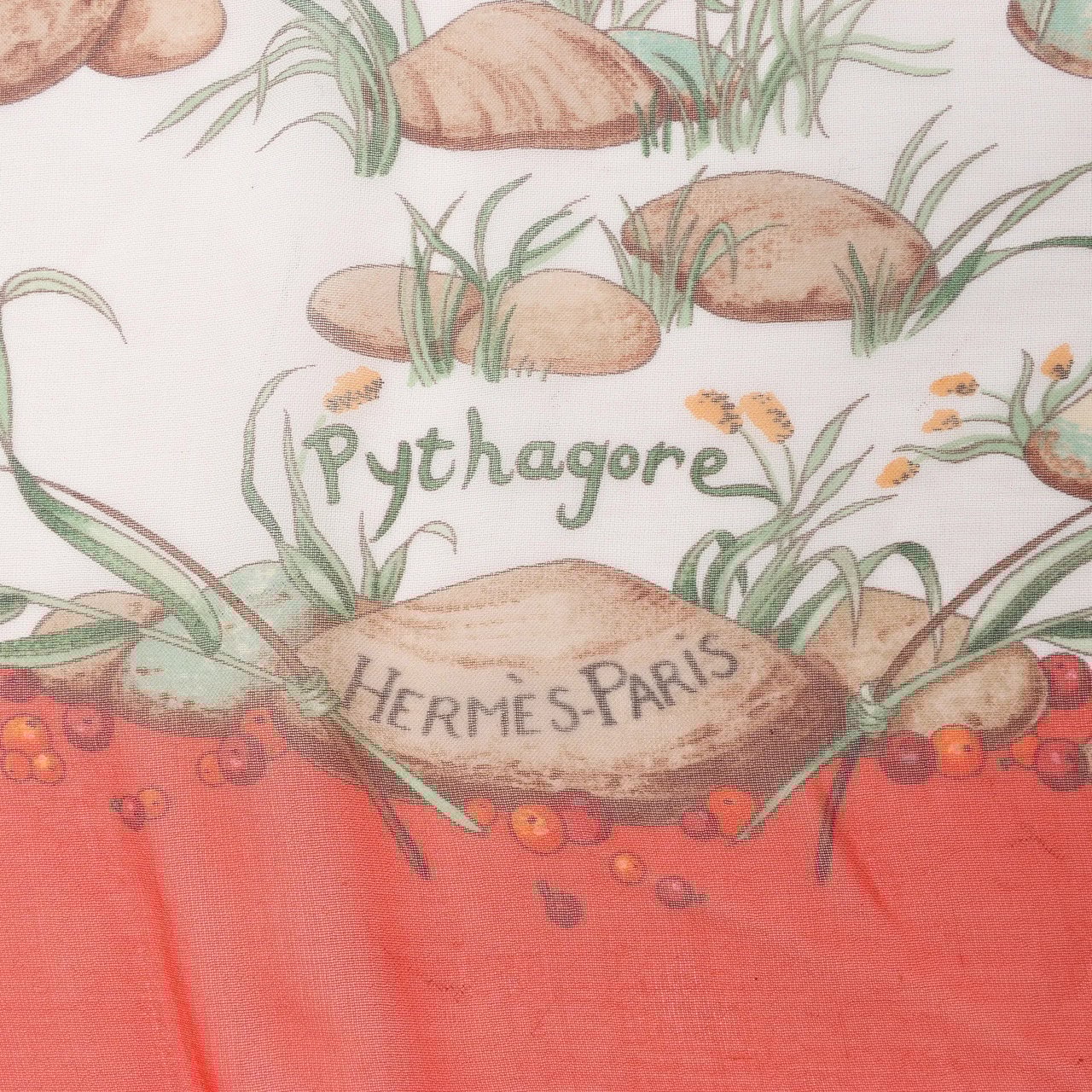 Hermès Hermès Carré 90 "Pythagore" Silk handkerchief in Orange Oranje