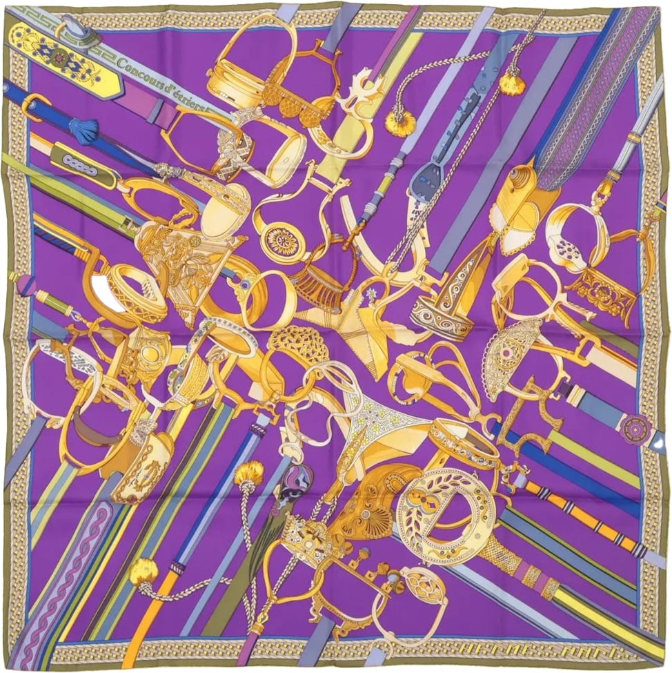 Hermès Hermès Carré 90 "Concours d'etriers Etelier" Silk handkerchief in Purple Paars