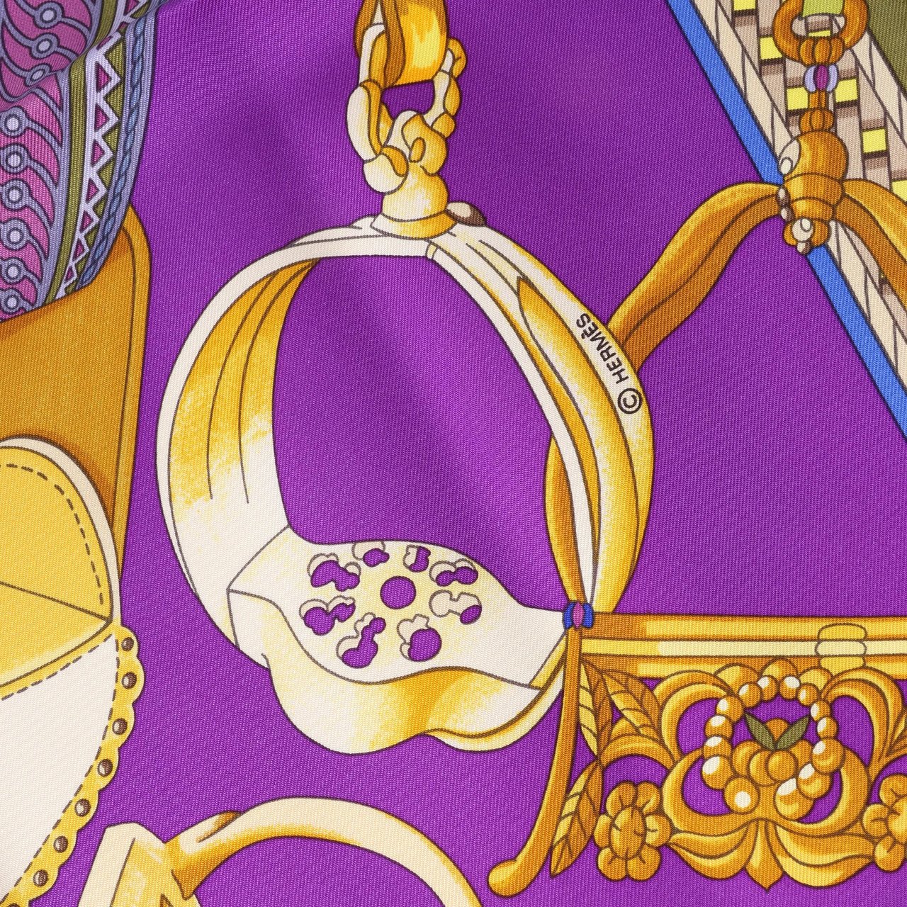 Hermès Hermès Carré 90 "Concours d'etriers Etelier" Silk handkerchief in Purple Paars