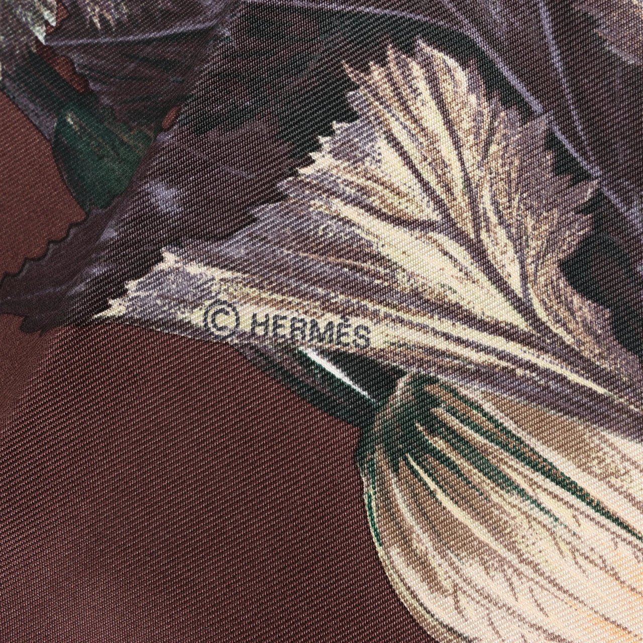 Hermès Hermès Carré 90 "CITROUILLES&COLOQU INTES" Silk handkerchief in Brown Bruin