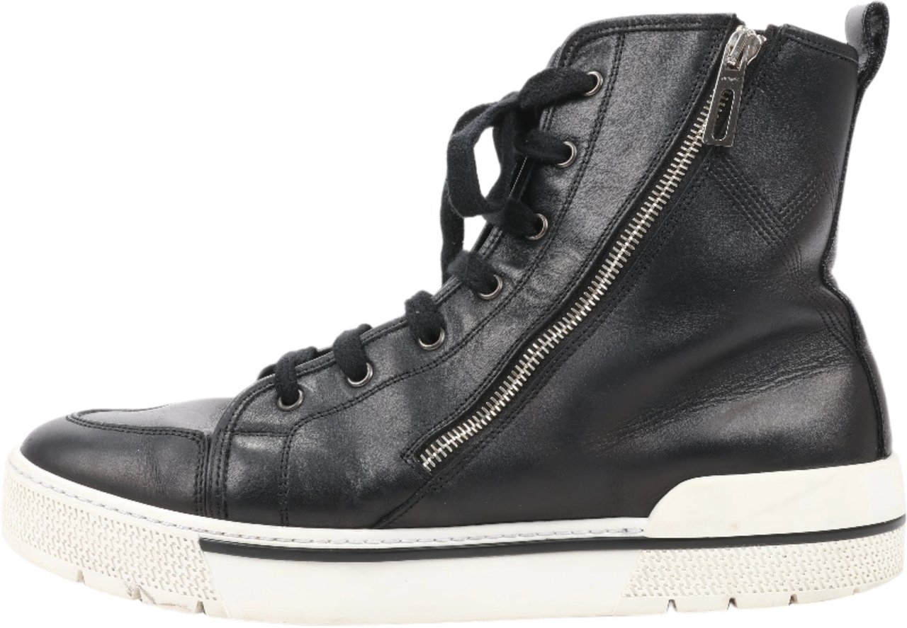 Hermès Hermès Leather High-Top Side Zip Sneakers in Black, Size 42 EU 182355ZH Divers