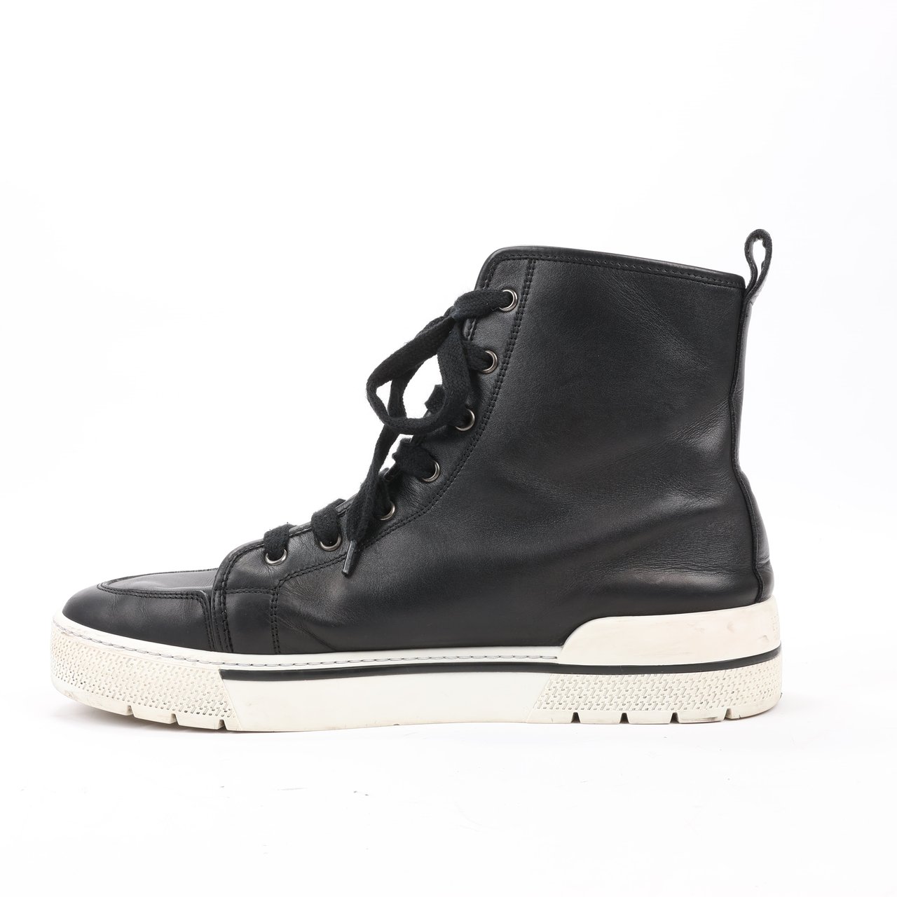 Hermès Hermès Leather High-Top Side Zip Sneakers in Black, Size 42 EU 182355ZH Divers