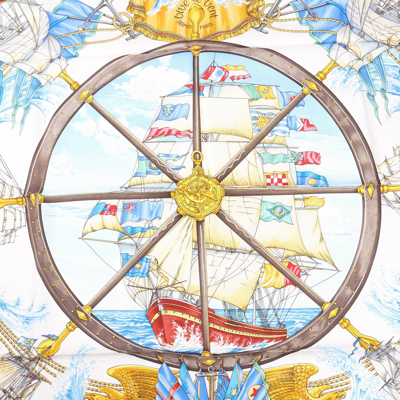 Hermès Hermès Carré 90 "VIVE LE VENT" Silk handkerchief in Red Rood