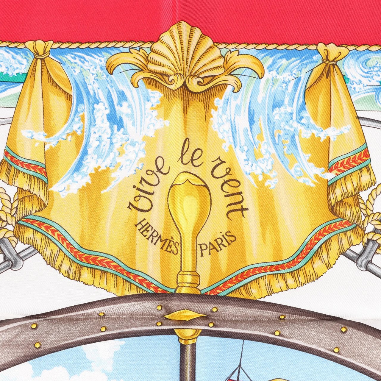 Hermès Hermès Carré 90 "VIVE LE VENT" Silk handkerchief in Red Rood