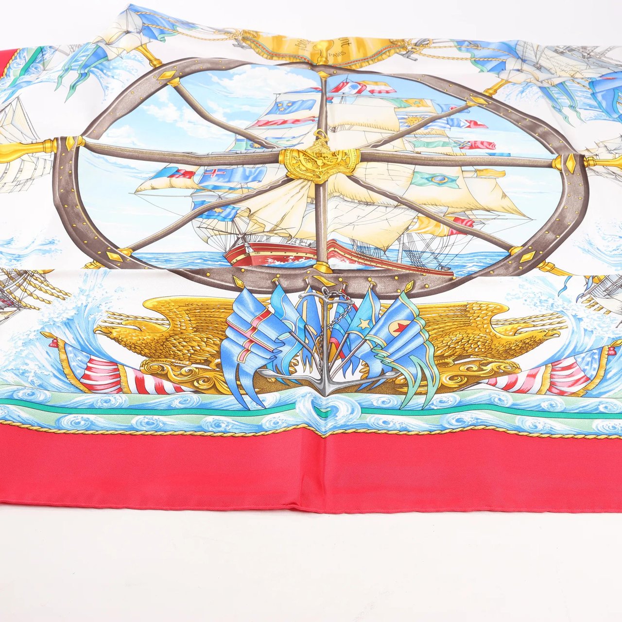 Hermès Hermès Carré 90 "VIVE LE VENT" Silk handkerchief in Red Rood