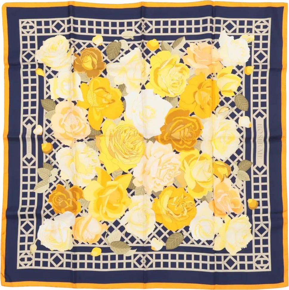 Hermès Hermès Carré 90 "ROSERAIE" Silk handkerchief in Yellow Geel