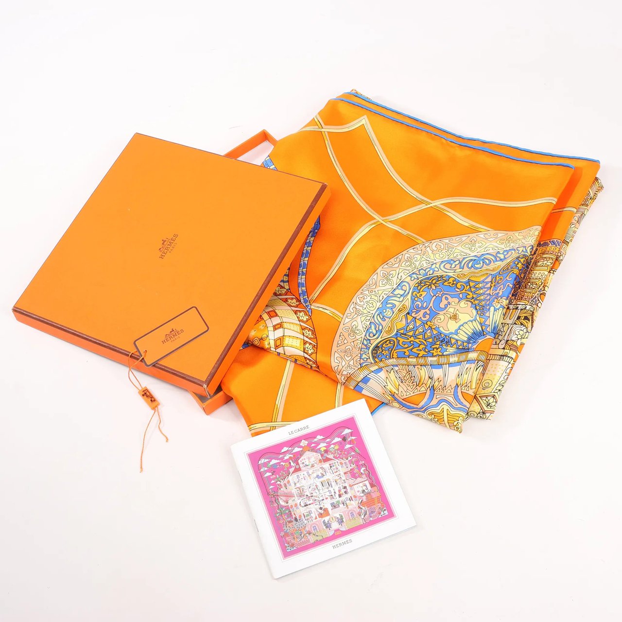 Hermès Hermès Carré 140 "LES DOMES CELESTES" Silk handkerchief in Orange Oranje