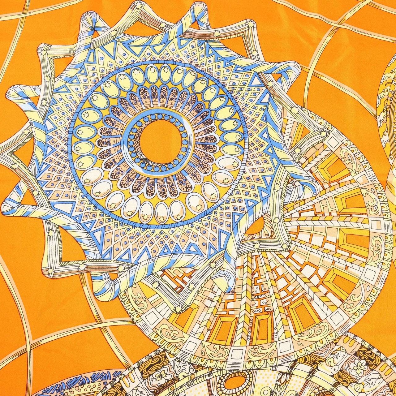 Hermès Hermès Carré 140 "LES DOMES CELESTES" Silk handkerchief in Orange Oranje