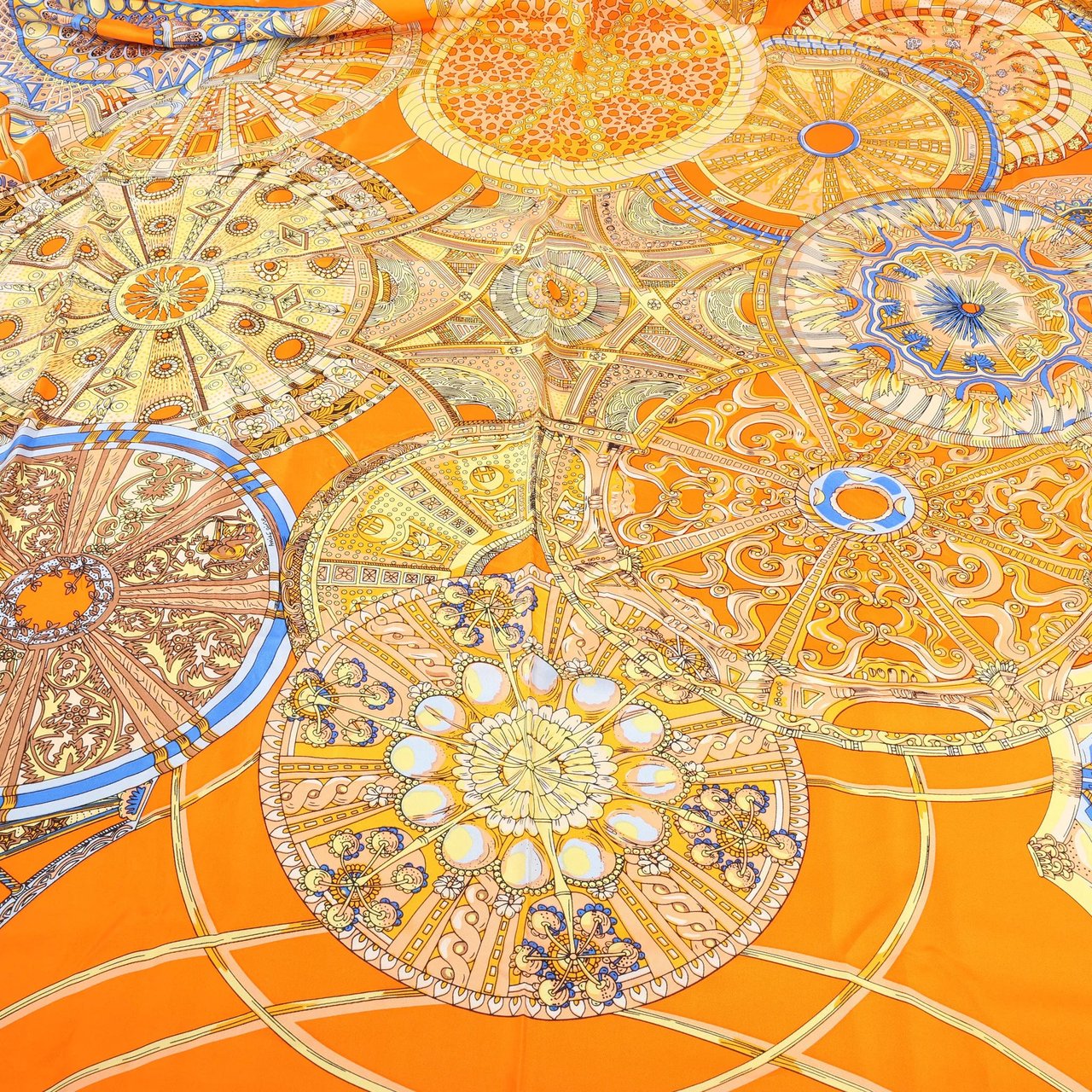 Hermès Hermès Carré 140 "LES DOMES CELESTES" Silk handkerchief in Orange Oranje
