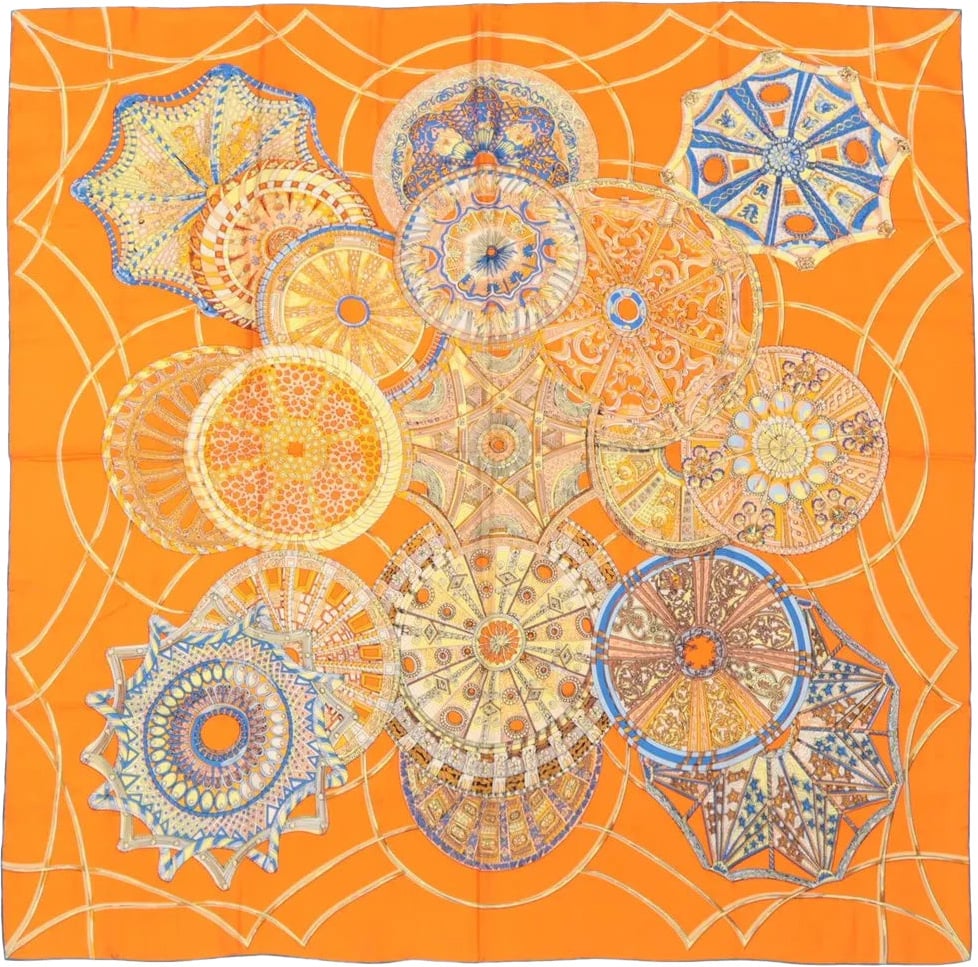 Hermès Hermès Carré 140 "LES DOMES CELESTES" Silk handkerchief in Orange Oranje