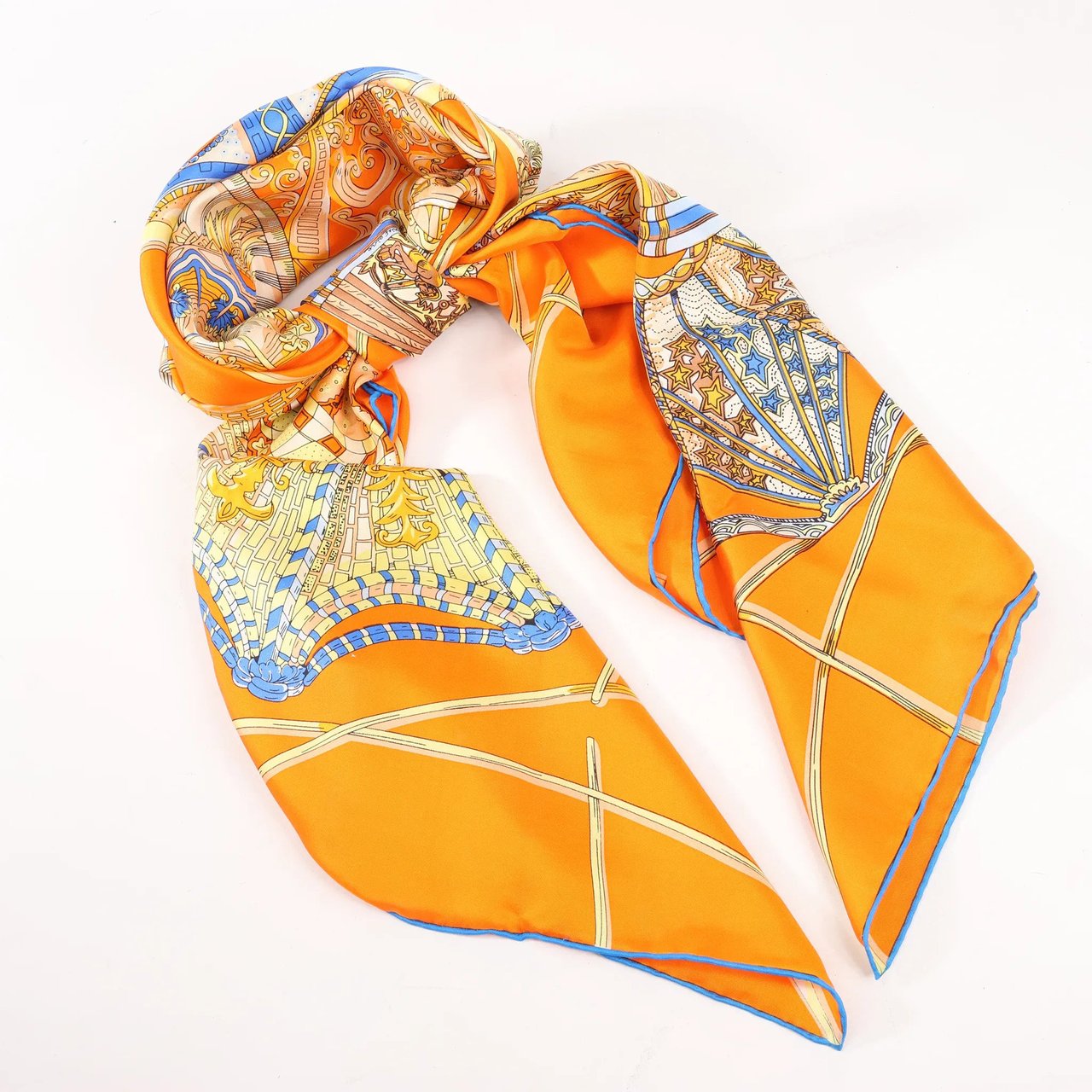 Hermès Hermès Carré 140 "LES DOMES CELESTES" Silk handkerchief in Orange Oranje