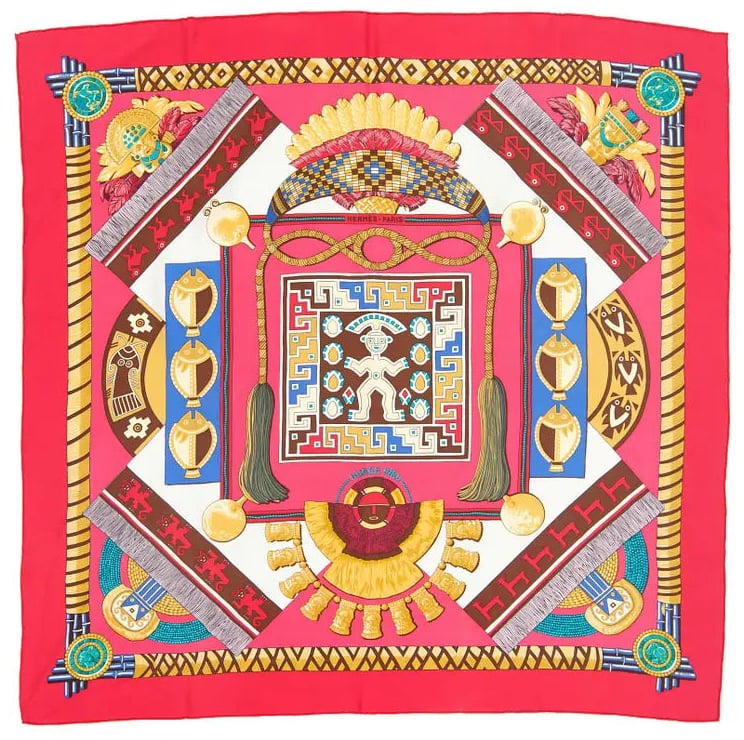 Hermès Hermès Carré 90 "HUACA PIRU" Silk handkerchief in Pink Roze