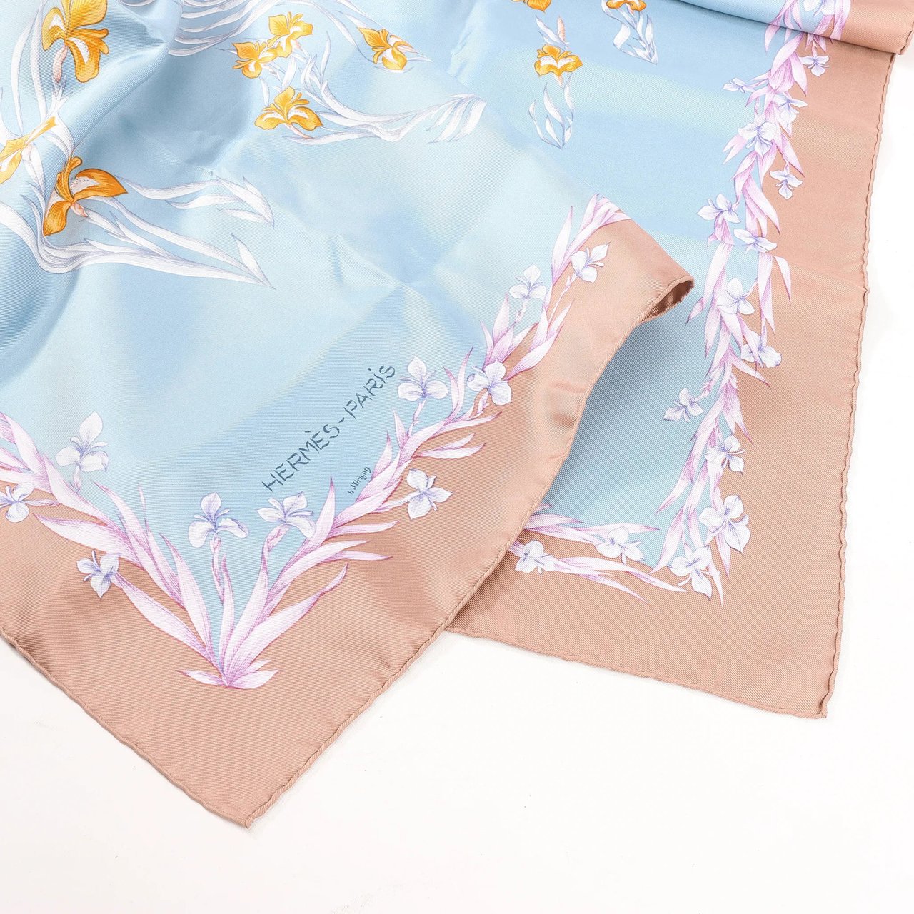 Hermès Hermès Carré 90 "H.d'Origny" Silk handkerchief in Blue Blauw