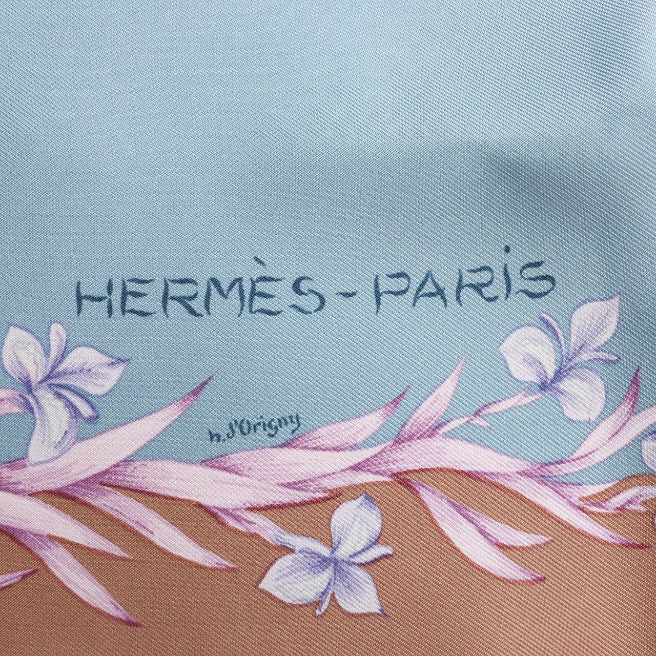 Hermès Hermès Carré 90 "H.d'Origny" Silk handkerchief in Blue Blauw