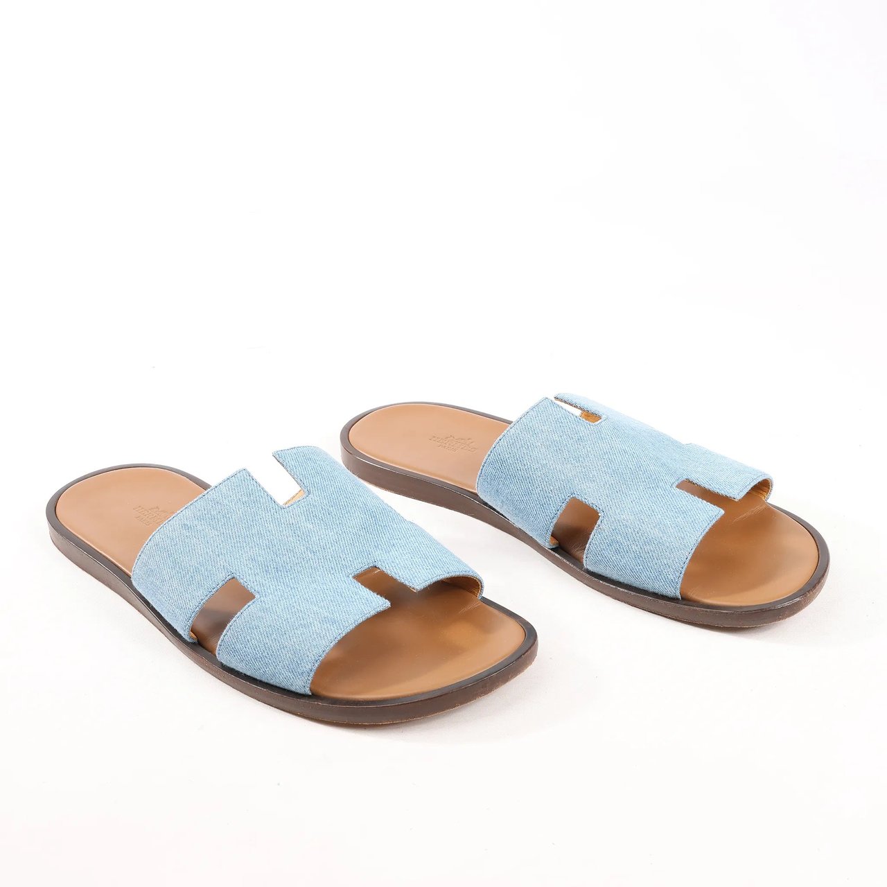 Hermès HERMES Izmir Denim Sandals in Light Blue, Size 43 EU Divers