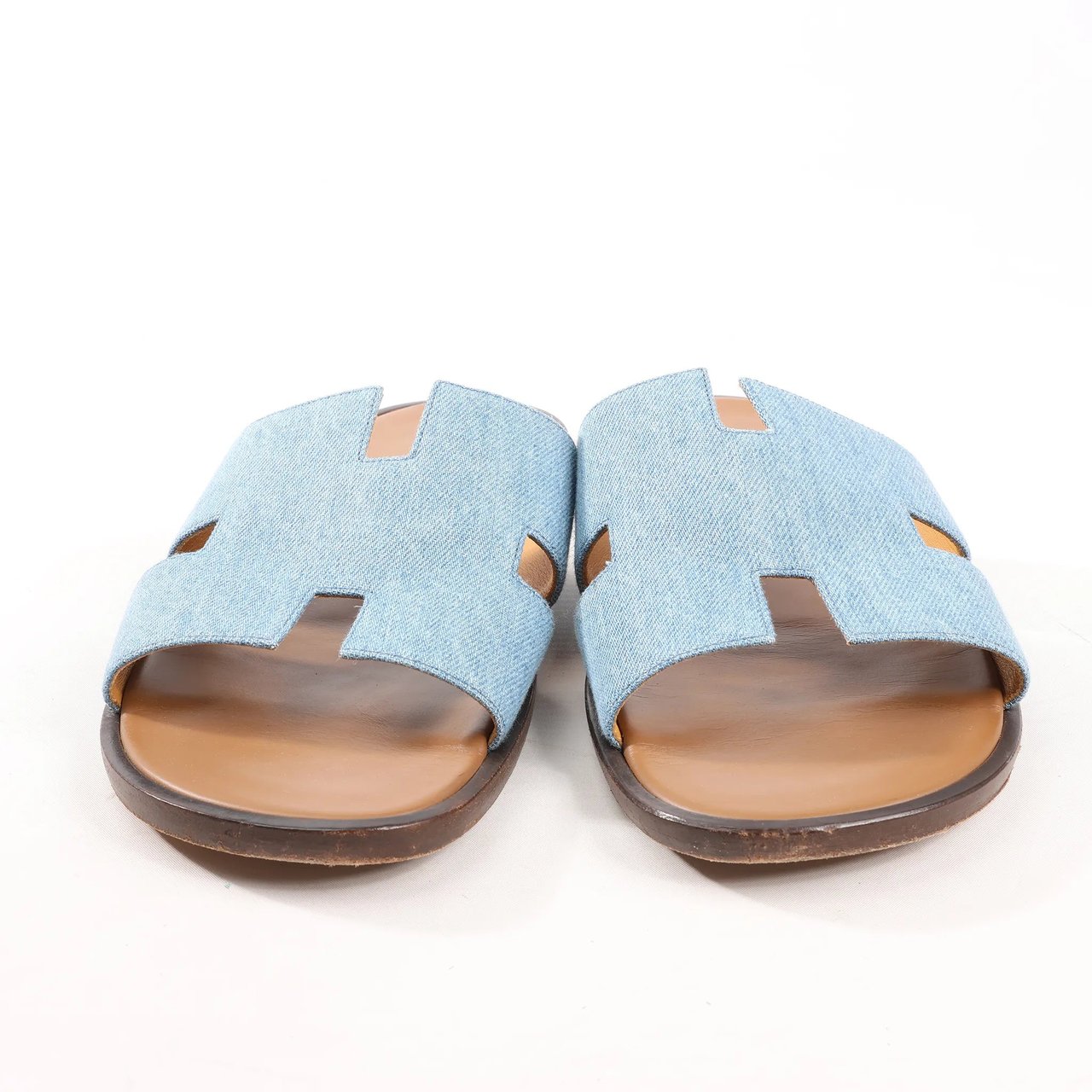 Hermès HERMES Izmir Denim Sandals in Light Blue, Size 43 EU Divers