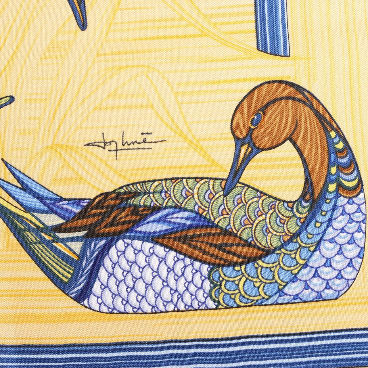 Hermès Hermès Carré 90 "La Mare aux Canards" Silk handkerchief in Yellow Geel