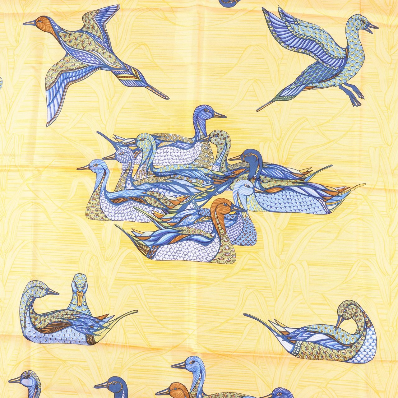 Hermès Hermès Carré 90 "La Mare aux Canards" Silk handkerchief in Yellow Geel