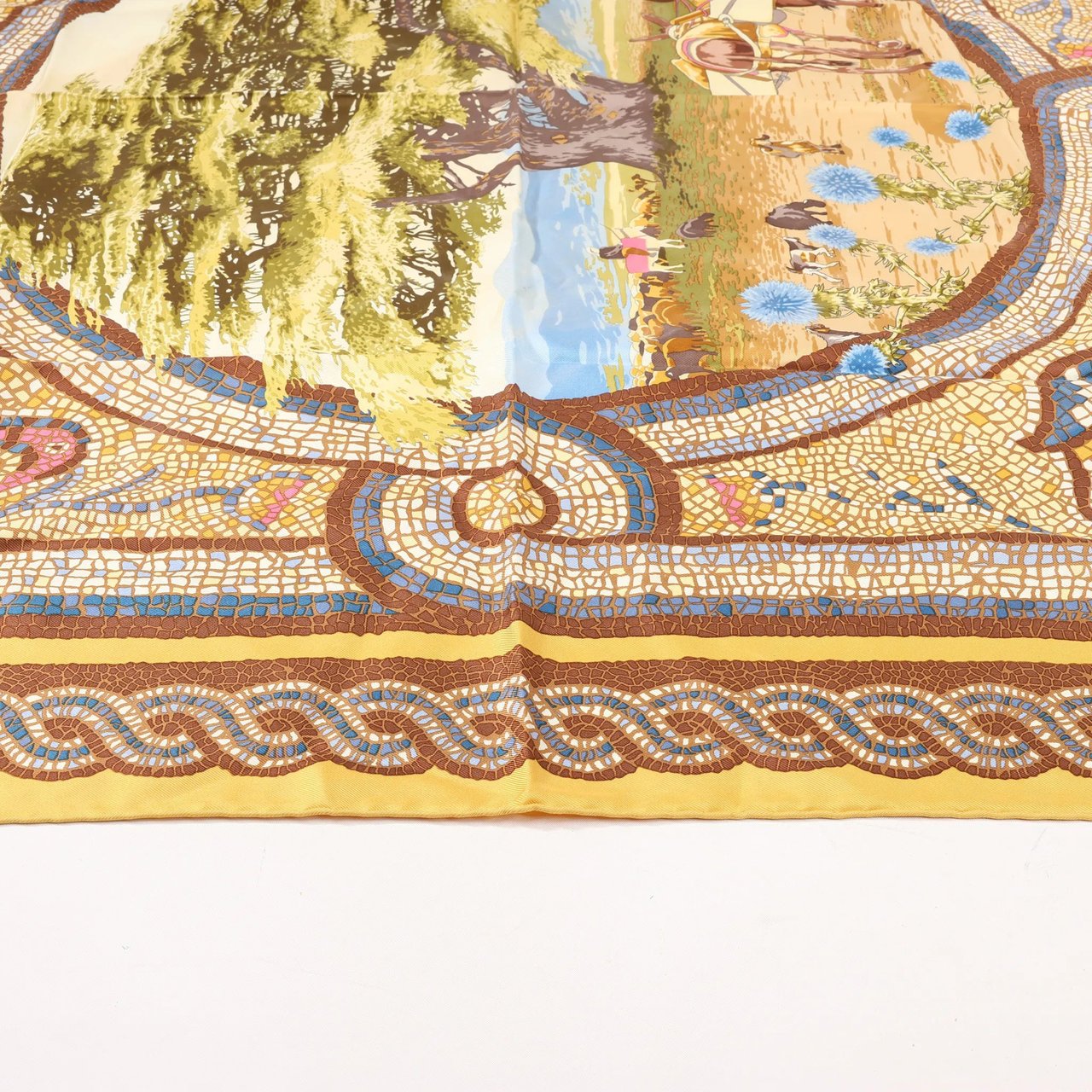 Hermès Hermès Carré 90 "SOUS LE CEDRE" Silk handkerchief in Brown Bruin