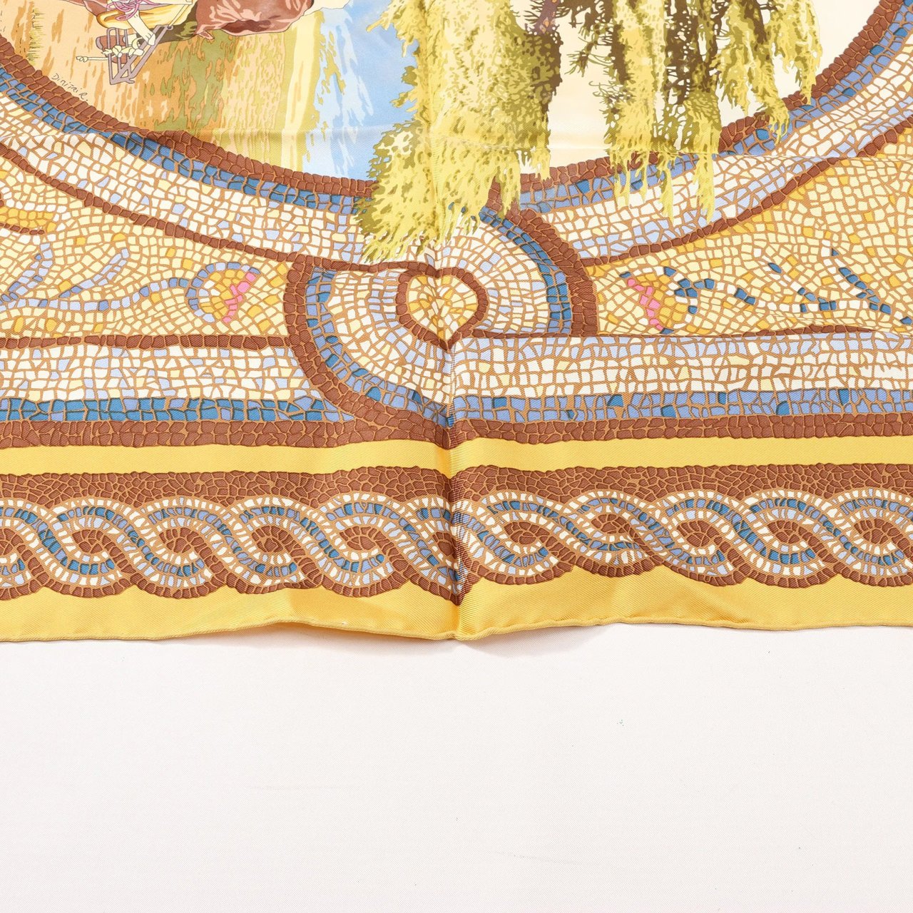 Hermès Hermès Carré 90 "SOUS LE CEDRE" Silk handkerchief in Brown Bruin