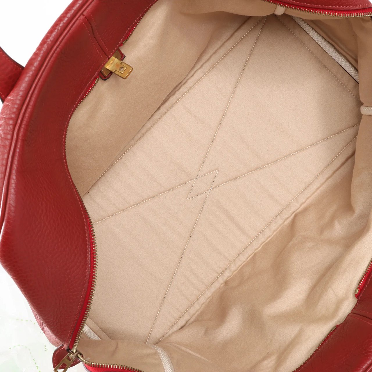 Hermès HERMES Victoria 43 Taurillon Clemence Gold Metal Fittings in Rouge H □D: 2000 Rood