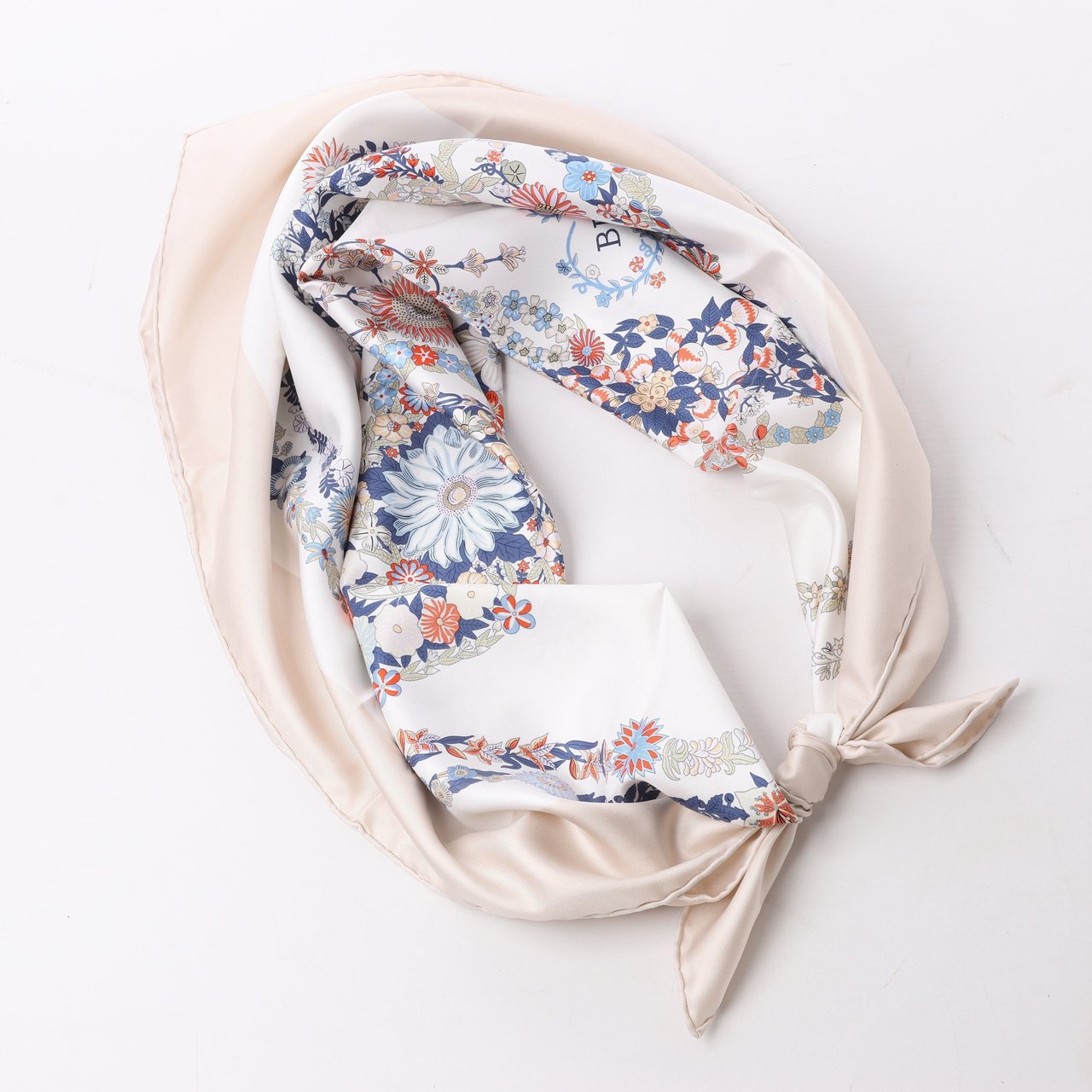 Hermès Hermès Carré 90 "RIDES DE GALA EN FLEURS" 100% Silk Scarf in Beige Beige